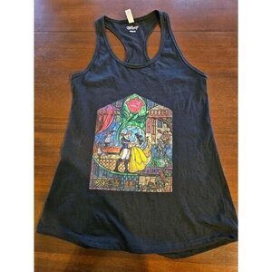 Disney‎ Brand Beauty Beast Stained Glass Black Tank Top Belle Hot Topic Medium